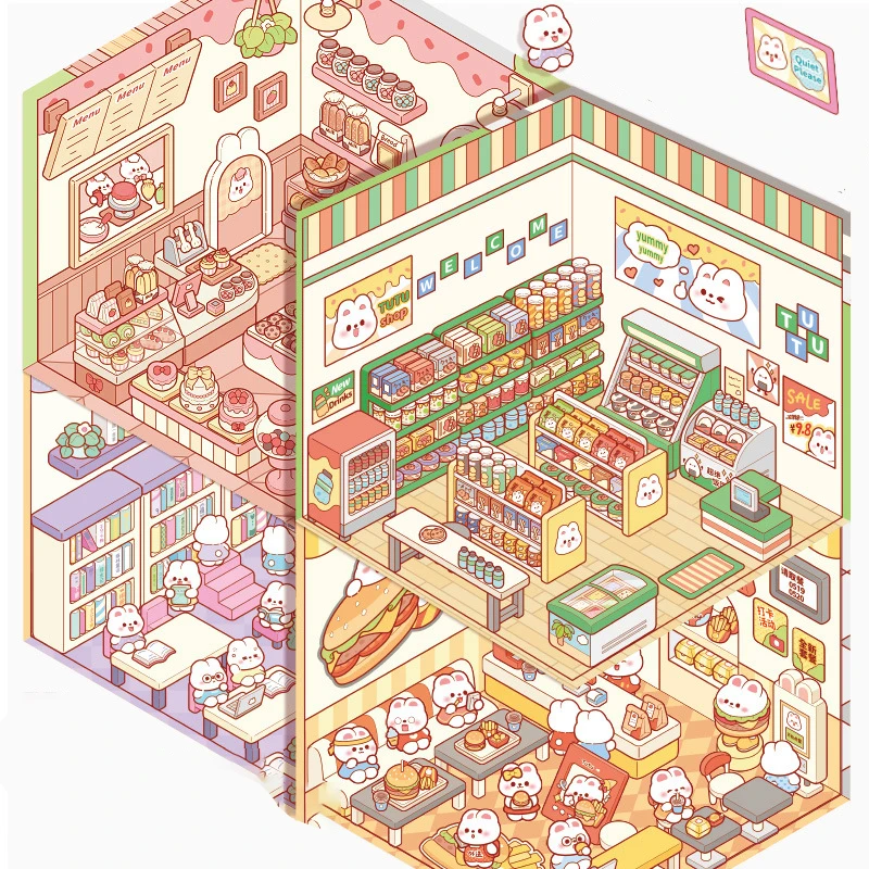 Мультяшные миниатюрные наклейки для сцены 3D Ландшафтные визуальные укладки без