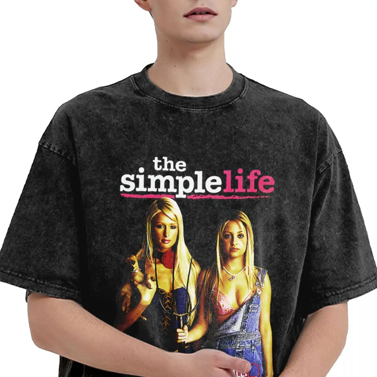 Париж Хилтон стираная футболка мужская насыщенная сексуальная уличная стильная