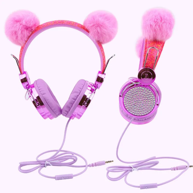 

Unicorn Kids Pink Headphones For Girls Music Stereo Earphone Computer Phone Headset Head-Mounted Children's Wired Headset
