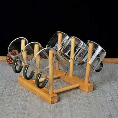 

Solid Bamboo Plate Rack Cups Cutting Board Saucers Draining Dishes Support Wooden Kitchen Storage Accessories Pot Lid Holder