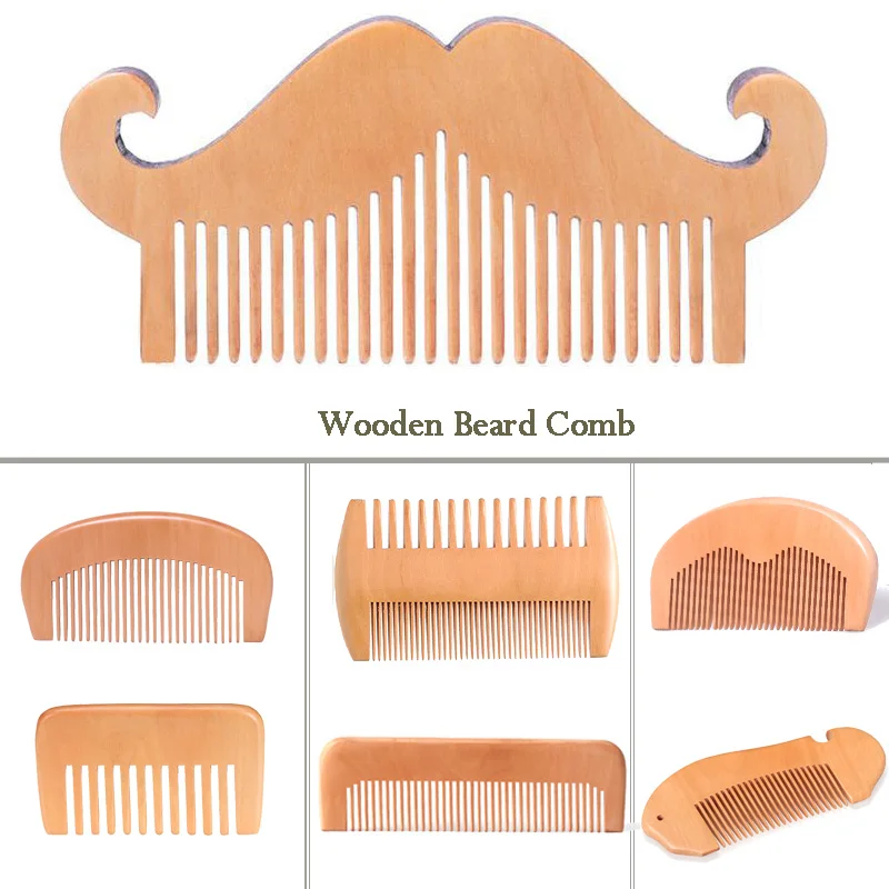 

Массажная расческа для волос из натурального дерева, Мужская Антистатическая деревянная расческа для ухода за бородой, инструменты для ухо...