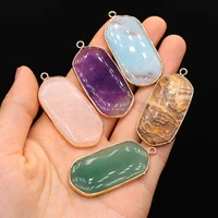 exquisite natural crystals agate stone charms oval shape quartz pendant for jewelry making diy necklaces earrings accessories