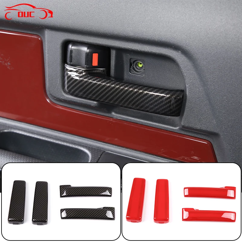 For Toyota FJ Cruiser 2007-2021 ABS Carbon Fiber Car Inner Door Armrest Handle Cover Trim Sticker Auto Styling Accessories