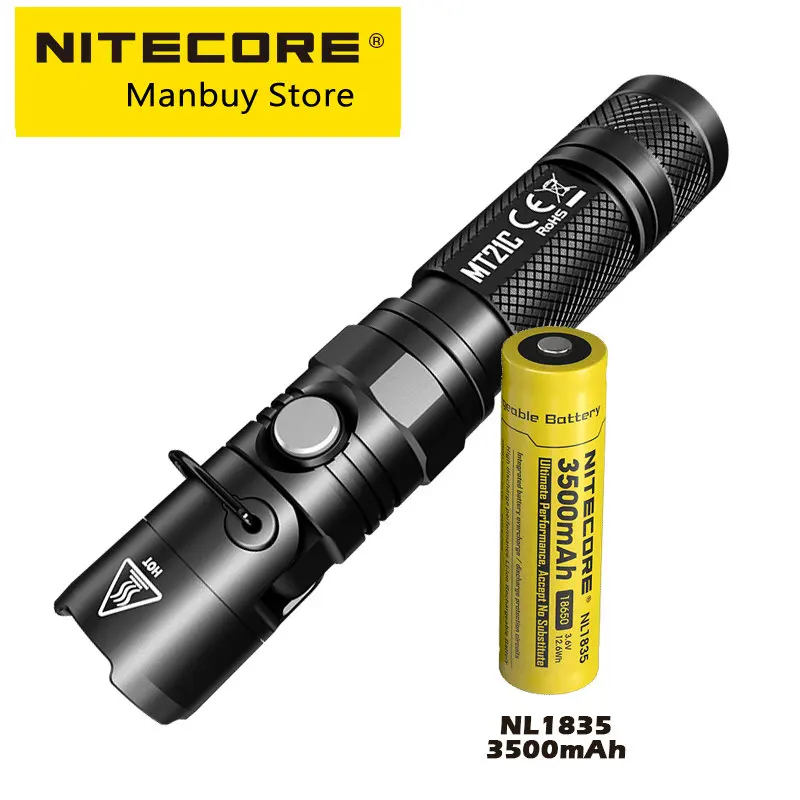 Wholesale NITECORE Mt21c 1000 Lumen CREE XP-L HD V6 LED Ultra Bright Small Straight 90 Degree Rotatable Magnetic Tail Flashlight