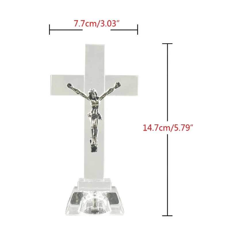 Кристалл Иисуса для статуи креста дома церкви настольного украшения религиозный