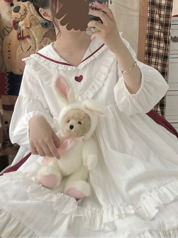 

Платье Lolita Kawaii женское Весна 2022 свободное черное японское повседневное милое платье женское платье с круглым воротником в Корейском стиле ...