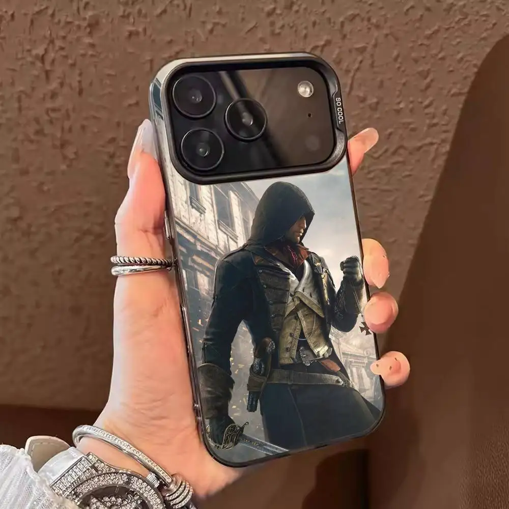 Фото Чехол для телефона Game A-Assassins C-Creed Shadows для iPhone 17 16 15 14 13 12 11 Pro Max Plus, матовый, серебристый, цвета конфет. №2