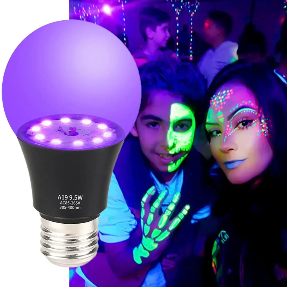 UV Black Light High Brightness Energy-saving High-Durability Heat-Resistant Enhance Atmosphere 9.5W Glow in The Dark Blacklight