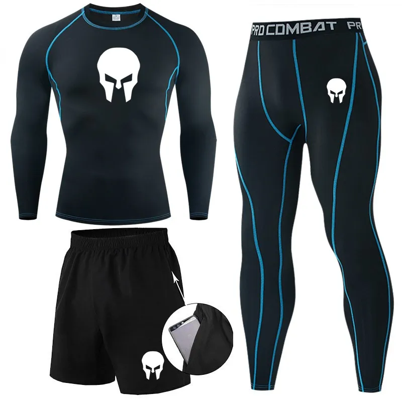 Men's Running Suit Thermal Underwear Kit Sports Compression Clothing Tracksuit For Men Fitness Slim Joggers Base Layer Set