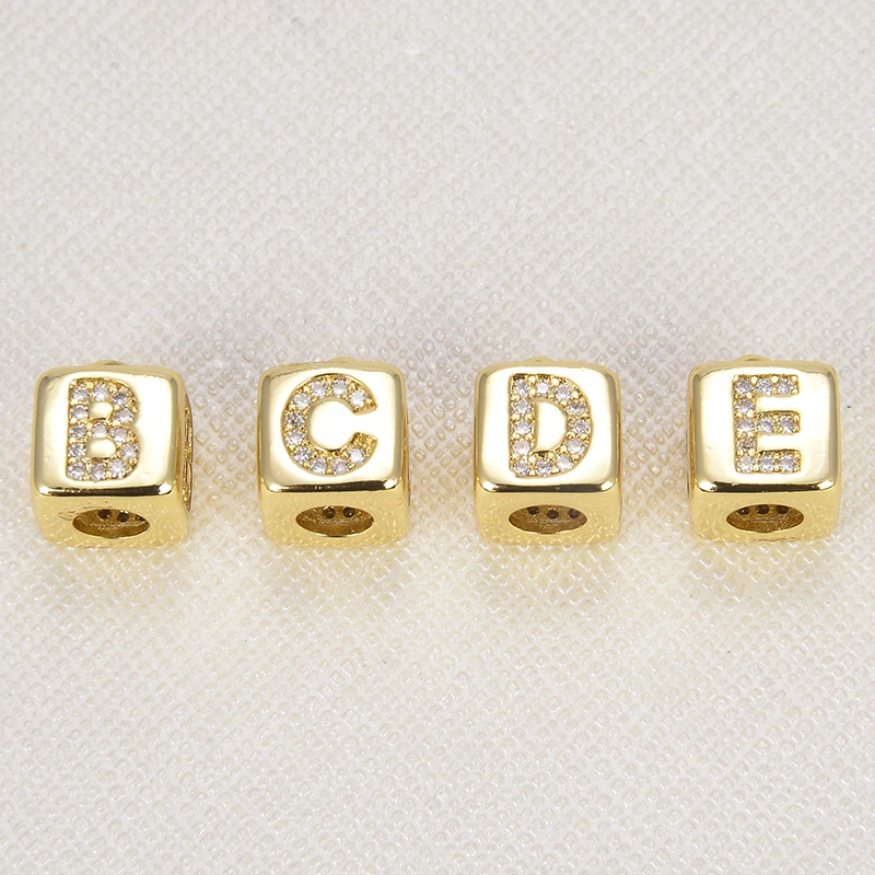 

Luxury Letter Rudder Dice Micro Pave Clasps Bead Accessories Copper Zircon Connectors DIY Jewelry Making Supplies Craft B C D E