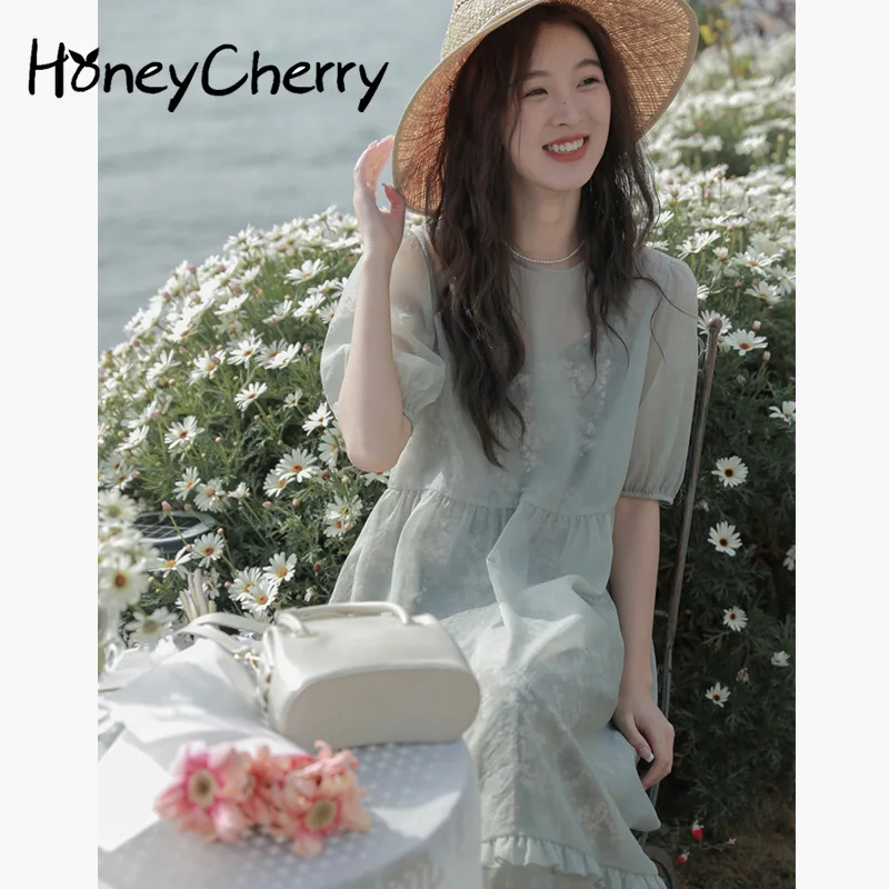 

summer floral pure desire dress spring Korean version design small new short-sleeved women dress women clothes