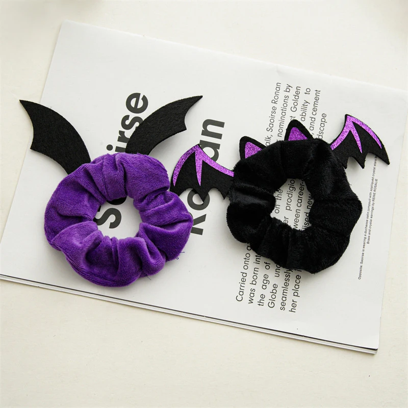 

Cute Cartoon Bat Spider Demon Halloween Hair Scrunchies Christmas Elastic Girls Antlers Hair Ring Horsetail Holder Headwear