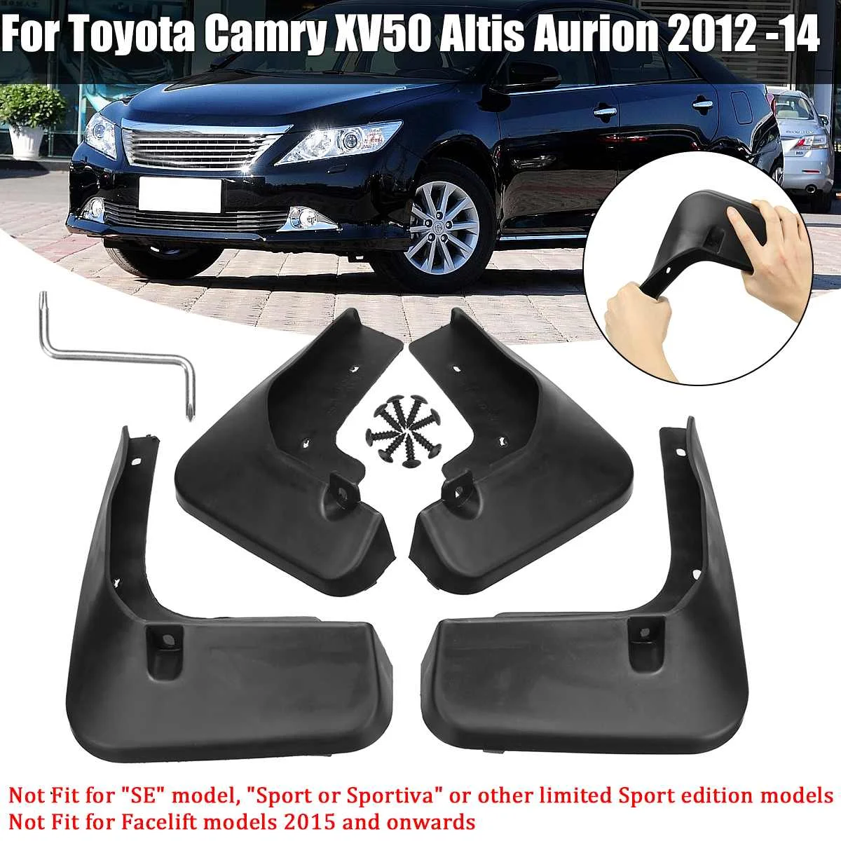 

4PCS Car Mud Flaps Mudguards Molded Mudflaps Fender Splash Guards For Toyota Camry XV50 Altis Aurion 2012 2013 2014