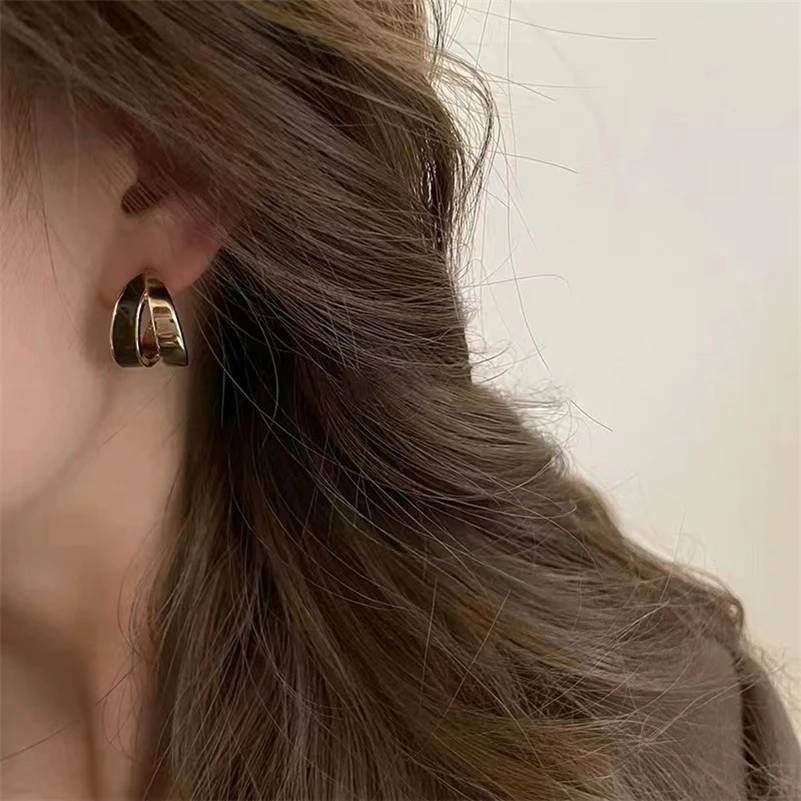 

High Quality Brown Cross Drop Earrings for Women Best Seller 2022 Product Korean Minimalist Gold Color Statement Earring Jewelry