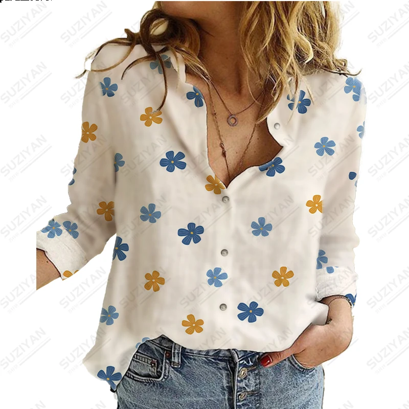 

Popular women's long sleeved shirt with floral 3D printing, loose and comfortable temperament, sexy women's large chiffon shirt