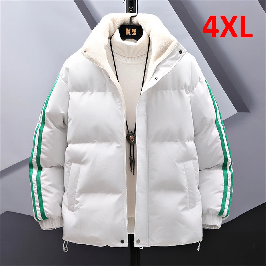 

Winter Parka Men Padded Jacket Solid Color Thick Jackets Coats Fashion Casual Plus Size 4XL Parkas Black White Blue