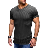 v neck t shirt summer mens sports fitness short sleeved t shirt european and american mens decoration top