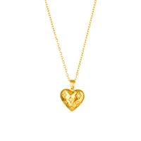 romantic heart necklaces for women upscale gold color 3d heart with aaa cz stones pendantstar stamp collar gift
