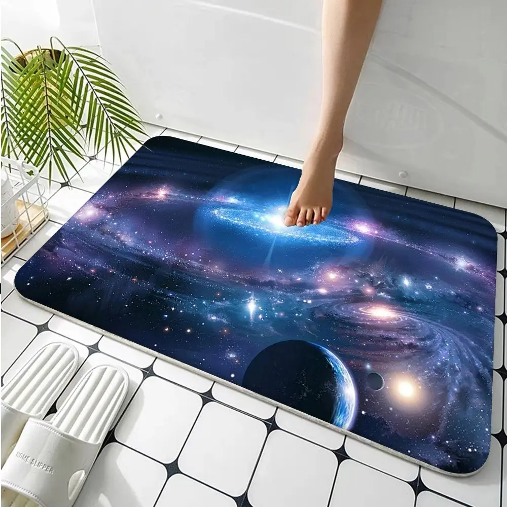 Напольный ковер Space Galaxy Universe нескользящий впитывающий воду подушка в полоску