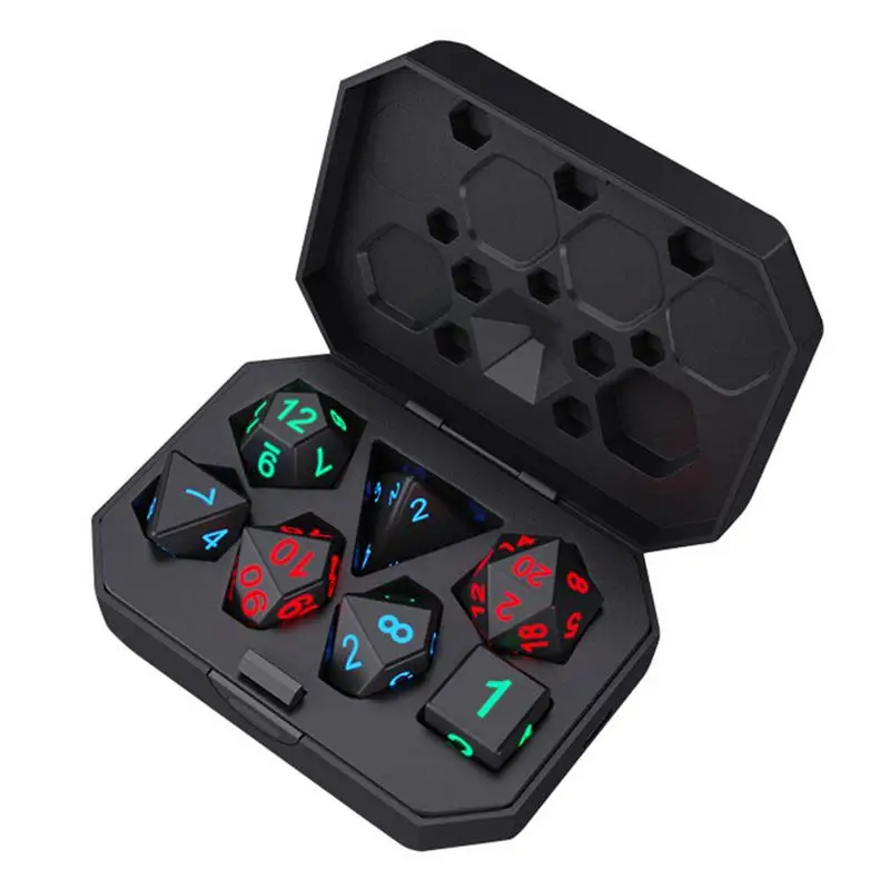 

7Pcs/Set Electronic Dice USB Rechargeable Luminous Dice Glow In The Dark DND Dices RPG Polyhedral Dice RPG D4 D6 D8 D10 D12 D20