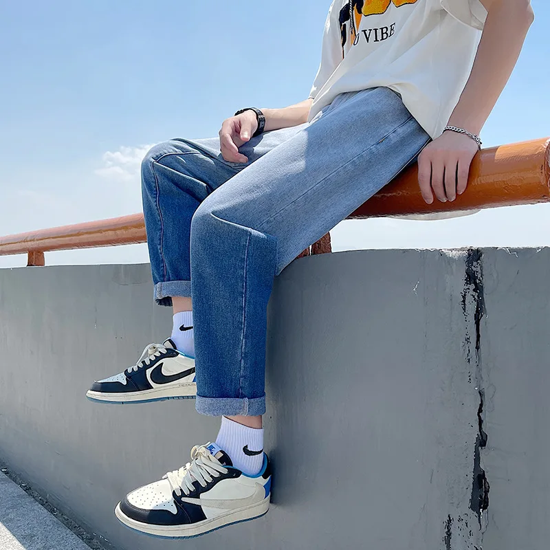 

Gradient Color Baggy Casual Men's Wide Leg Jeans Trend Casual Loose Straight Pants Hip Hop Denim Trousers Large Size 28-48