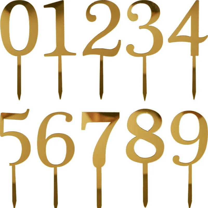 

Number 0 1 2 3 4 5 6 7 8 9 Golden cake decoration Happy birthday decoration Baby shower Cupcake veneer Wedding cake veneer