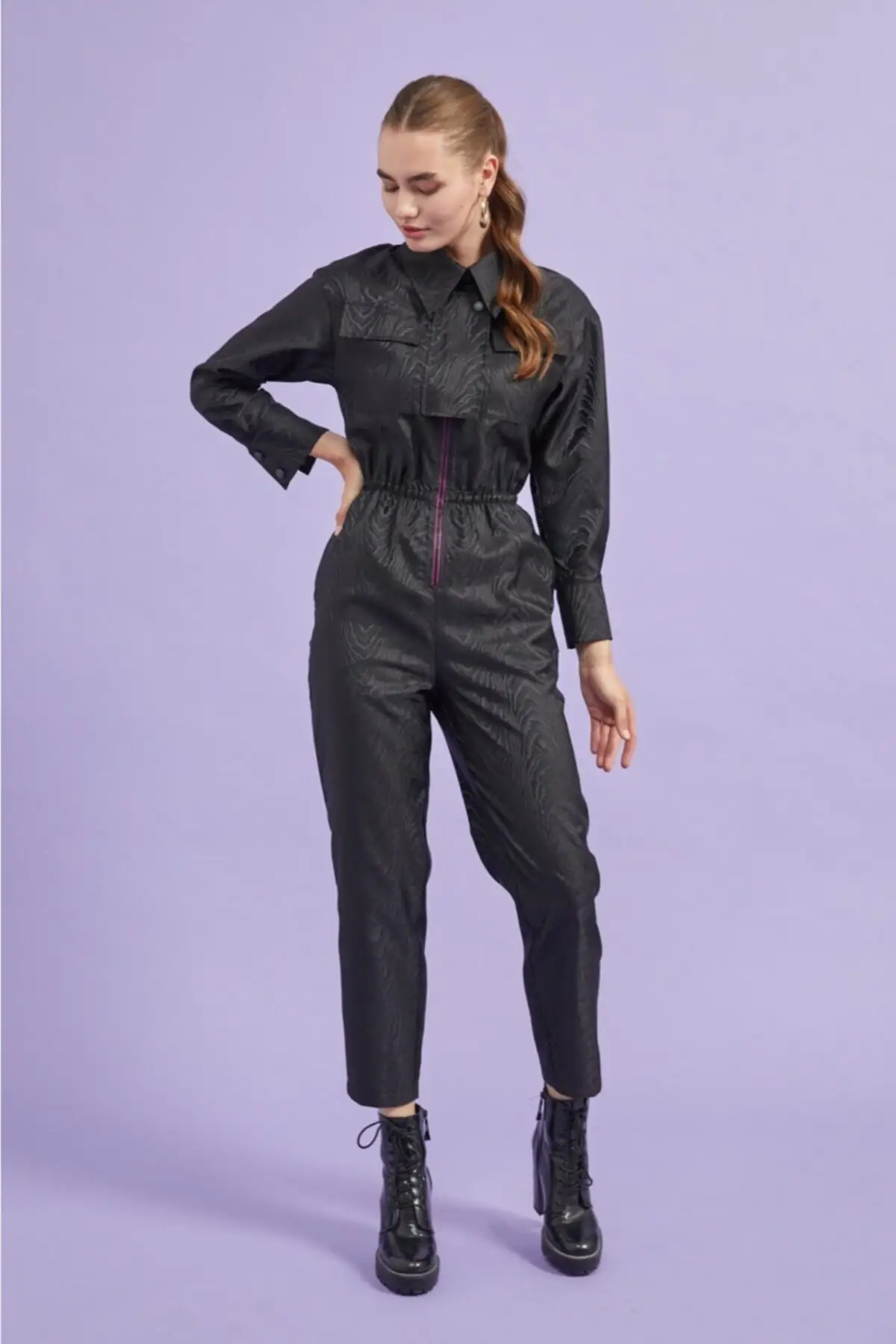 

Women's Overalls Zipper Detailed Jumpsuit Hot Style Quality Fabric Sleeveless Baggy Trousers Casual Jumpsuit