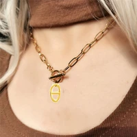 pig nose toggle choker stainless steel ot clasp paper clip chain pig nose dd pendant toggle necklace for women men