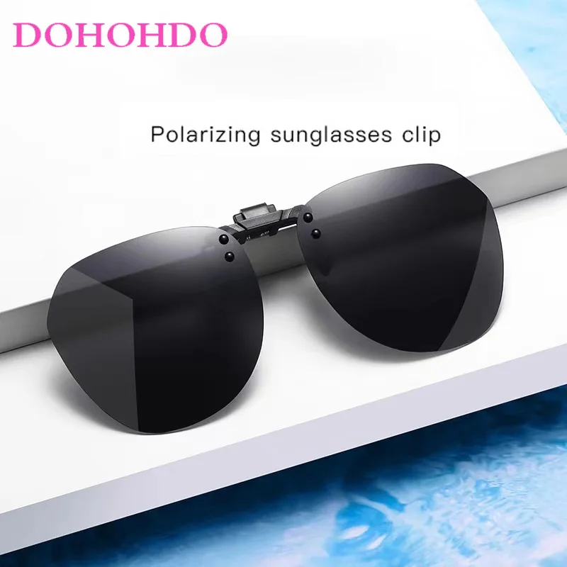 DOHOHDO New Men Women Clip On Sunglasses Polarizing UV400 Protention Vintage Clip Polarized Glasses Night Vision Driving Goggles
