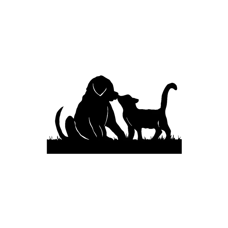 

15.2CM*8.9CM Decor Art Car Sticker Vinyl Decal Cat Dog Friend Black Silver for ford Stickers