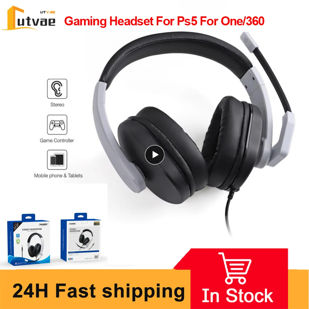 

Stereo Sound Headphones Hd Gamers Headphones Adjustable Light Gaming Headset For Ps5 For One/360 Noise Reduction Wired Headset