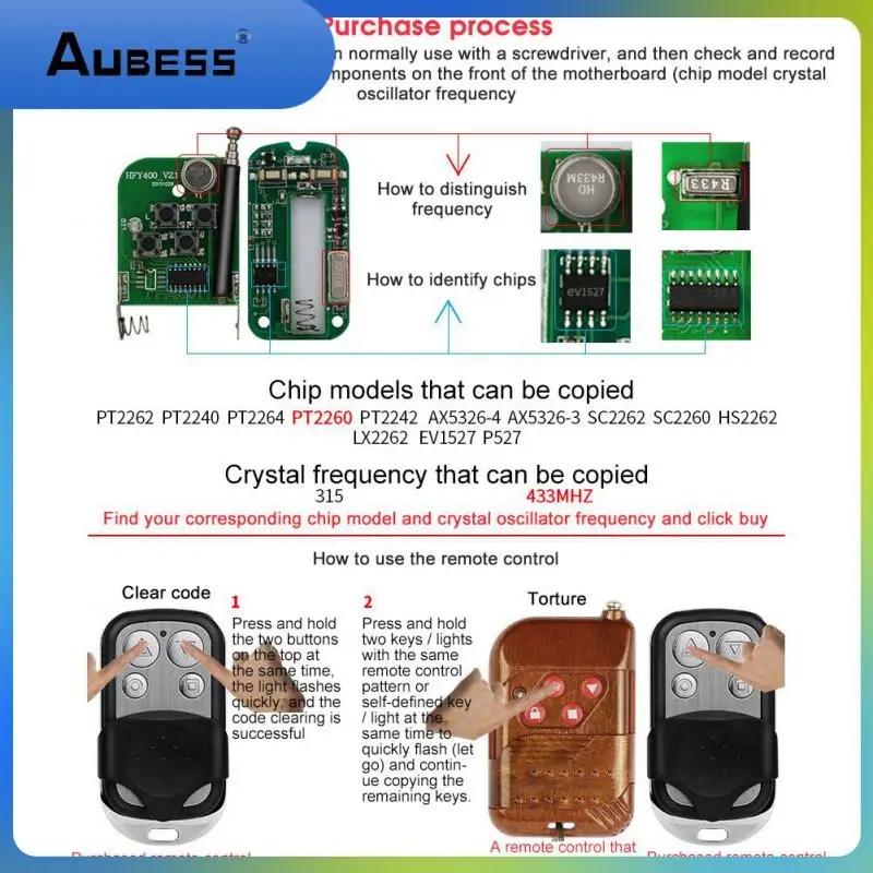 

Metal Electric Garage Key Wireless Rf Transmitter 315mhz 433mhz 4 Buttons Self Copy Remote Control Duplicator Key