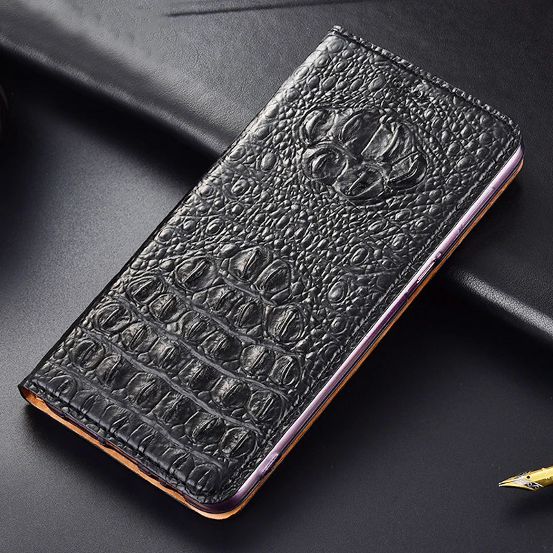 luxury crocodile genuine leather case for infinix hot 9 10 10i 10t 10s nfc 11 11s play pro cowhide phone flip cover with holder free global shipping