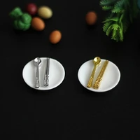 simulation cutlery handmade ornament toy mini alloy chopsticks spoon kids gift cutlery model for girls