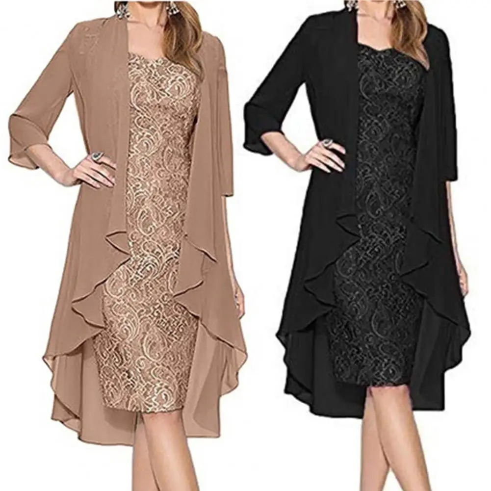 

1 Set Attractive Women Dress Hard to Fade Cardigan Dress Durable Aesthetic Fine Texture Women Cardigan Dress Breathable