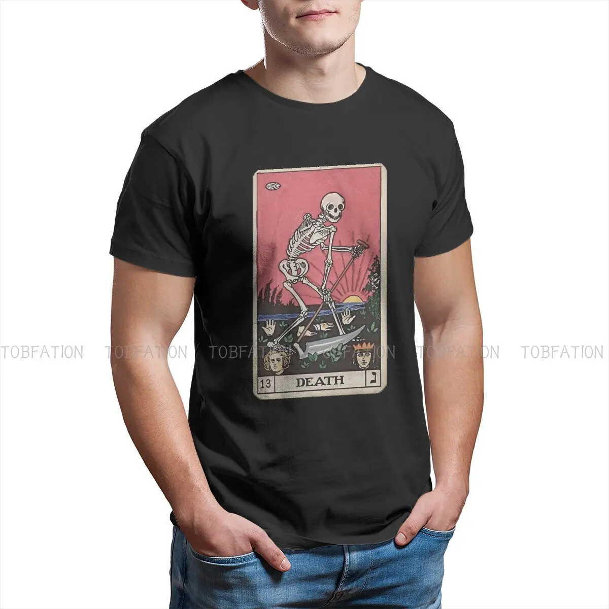 

Death Tarot Active Graphic TShirt Ghost Specter Spirit Printing Tops Casual T Shirt Male Short Sleeve Unique Polyester