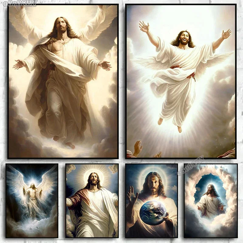 Иисус Христос акварельная живопись на холсте печать плакат христианская религия