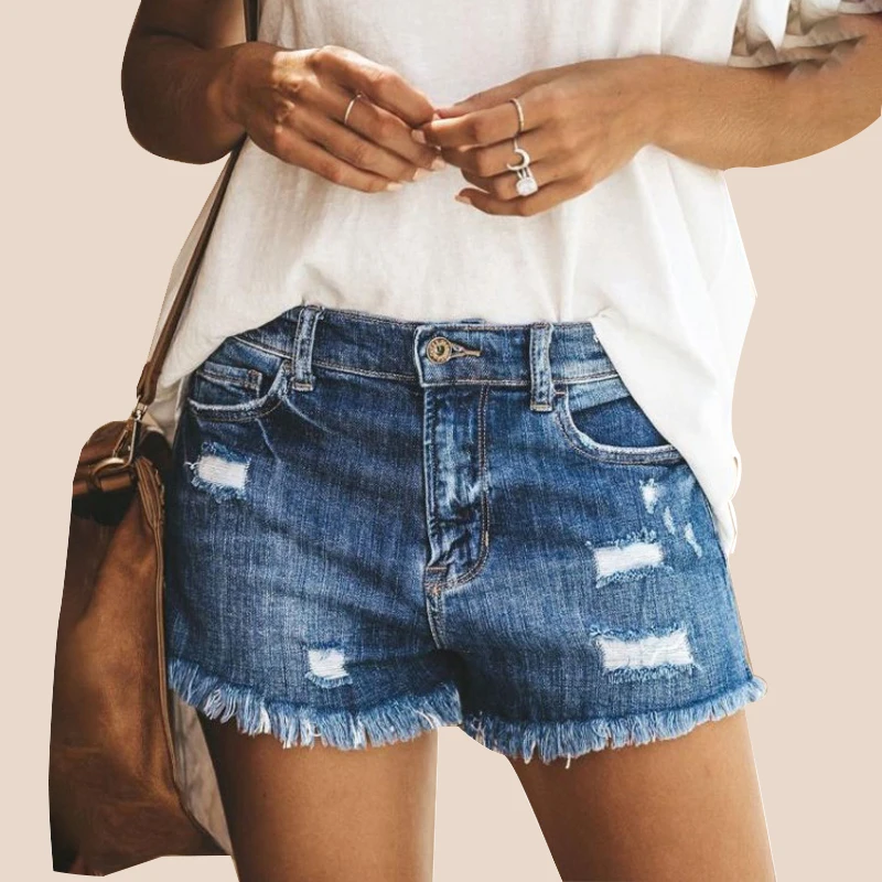 Высококачественные женские прямые шорты-трубы с джинсовым материалом открытой