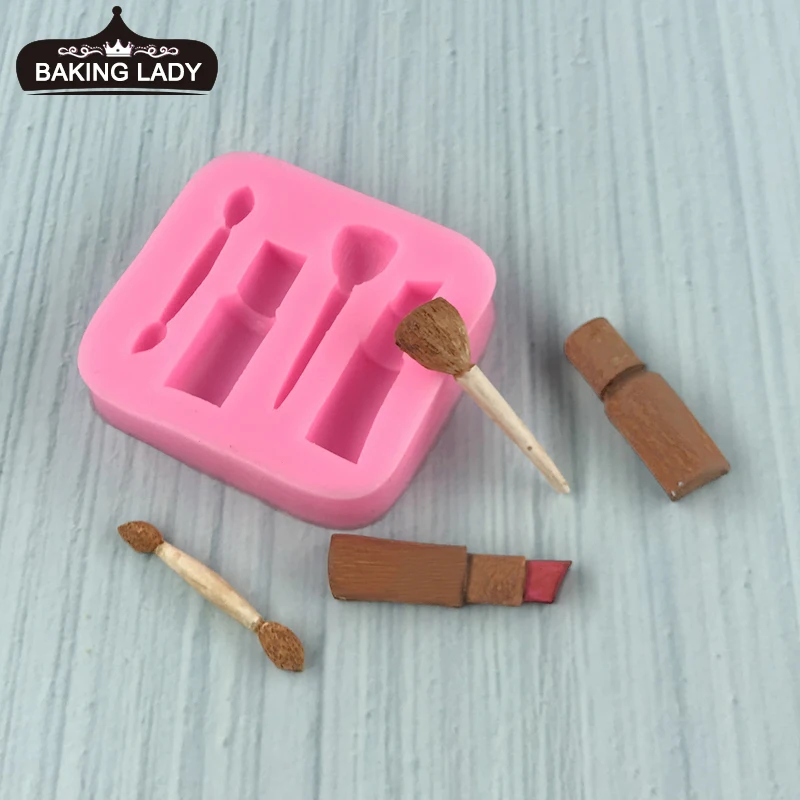 

MNYB Lipstick Nail Polish Makeup Brush Silicone Mould Makeup Tool Fondant Mould Ladies Theme Decoration Tool DIY Clay Resin Art