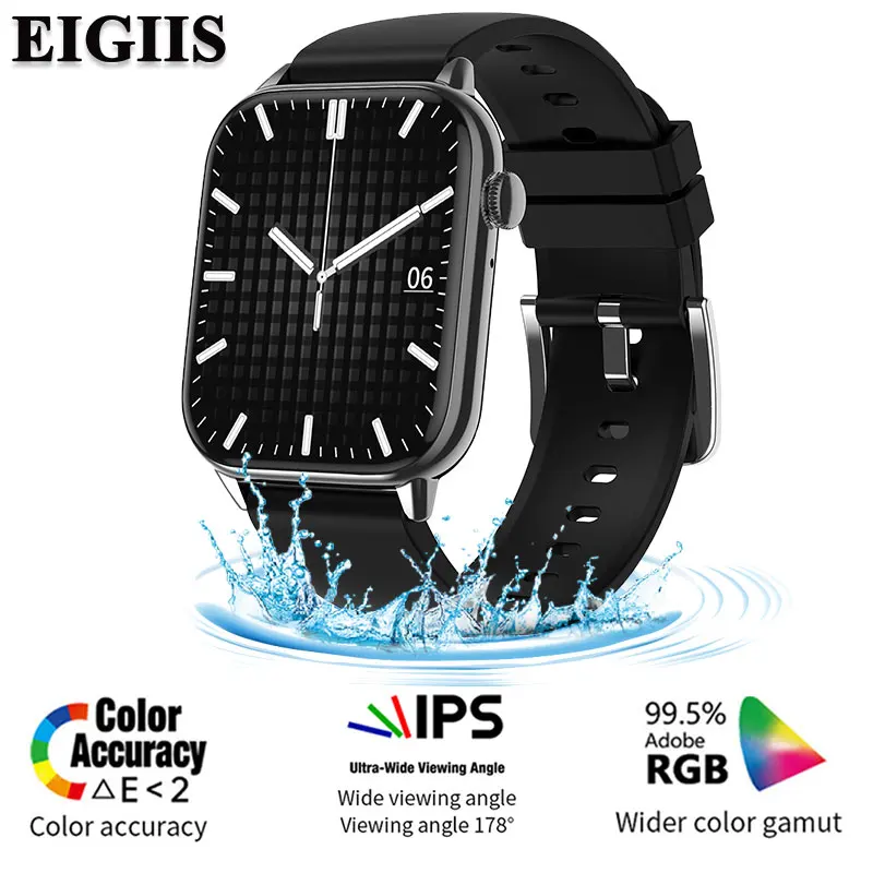 

EIGIIS 1.85'' Full Screen Smart Watch Men Bluetooth Call Heart Rate Sleep Monitor Waterproof Fitness Bracelet For Women