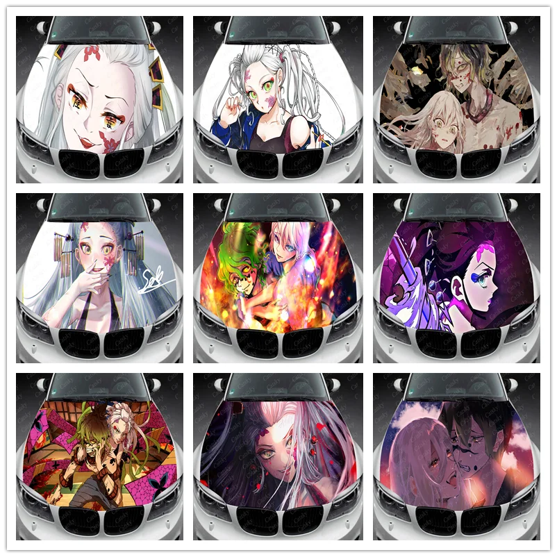 

Daki Demon Slayer Anime Girl Car Hood Vinyl Stickers Wrap Vinyl Film Engine Cover Decals Sticker on Car Auto Accessories