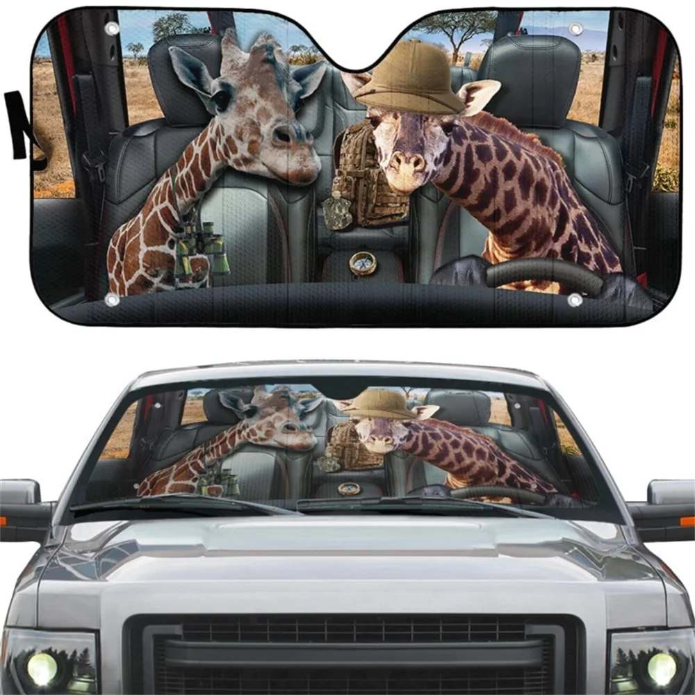 

Cute Giraffe Printing Car Front Windshield Sunshade Universal Auto Accessories Wind Shield Covers Reflector Anti UV Sun Shades