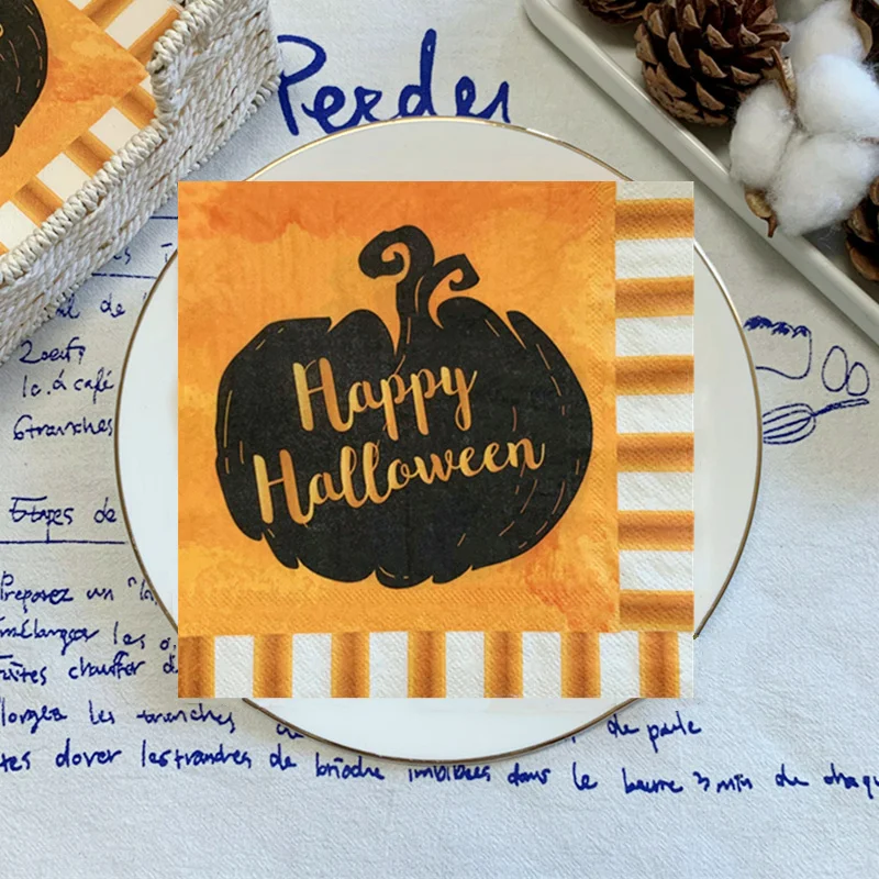 

20 шт./упаковка, бумажные салфетки в виде тыквы