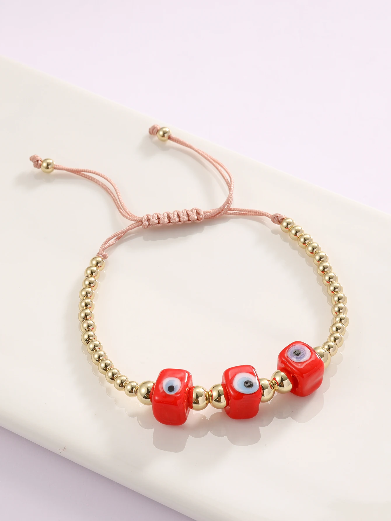 Bohemian Fashion Colorful Three Layer Rice Bead Bracelet Devil's Eye Adjustable Beaded Original Women's Bracelet