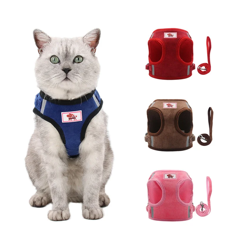 

Dog Vest Harness with Leash Pet Walking Escape Proof Safe Adjustable Kitten Vest Harness Soft Breathable Mesh Collar Harness
