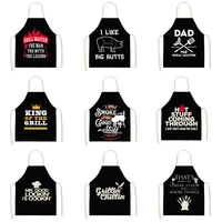 black and white geometric letters linen apron aprons for women baking apron kitchen cafe apron for men kitchen apron