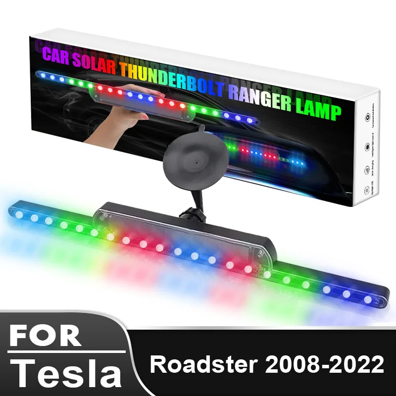 

Car LED Lights Auto Solar Colorful Warning Light Anti-rear-end Lights Lamps Car Tools Auto Goods for Tesla Roadster 2008-2022