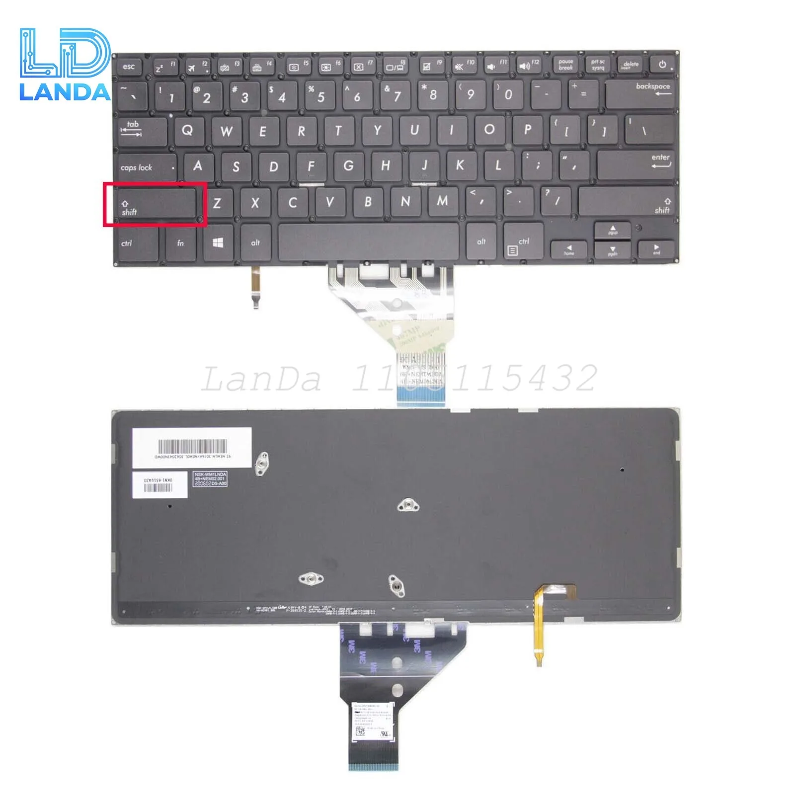 Фото Клавиатура Lpatop для ASUS PRO P5440 P5440UF P5440UA PU404, черная, США, с подсветкой №1