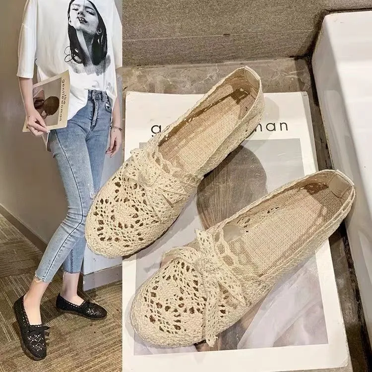 

Women Round toe Shoes Fisherman Shoes Woman Mesh Breathable Flat Soft Bottom Women Peas Shoes Womans Shoes Flats Shoes