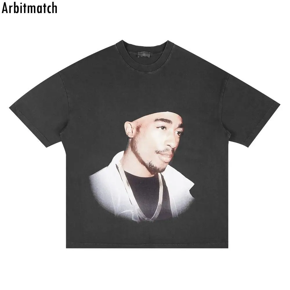 

Arbitmatch Летняя мужская футболка Rapper 2pac Графические футболки с перекрестным принтом короткий рукав хип-хоп Уличная одежда 100% хлопок Harajuku T-Sh